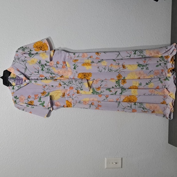 Donna Morgan Floral Printed Short Flutter Sleeve Pleated Skirt Midi Dre… - Picture 5 of 12